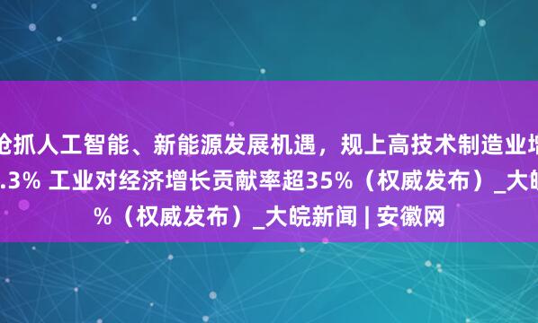 抢抓人工智能、新能源发展机遇，规上高技术制造业增加值同比增13.3% 工业对经济增长贡献率超35%（权威发布）_大皖新闻 | 安徽网