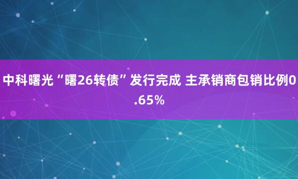 中科曙光“曙26转债”发行完成 主承销商包销比例0.65%