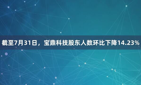截至7月31日，宝鼎科技股东人数环比下降14.23%
