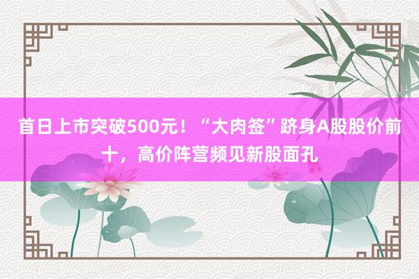 首日上市突破500元！“大肉签”跻身A股股价前十，高价阵营频见新股面孔