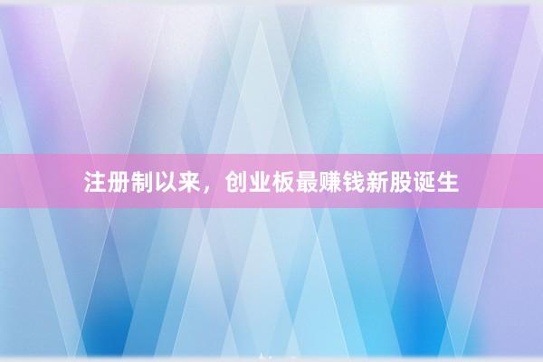 注册制以来，创业板最赚钱新股诞生