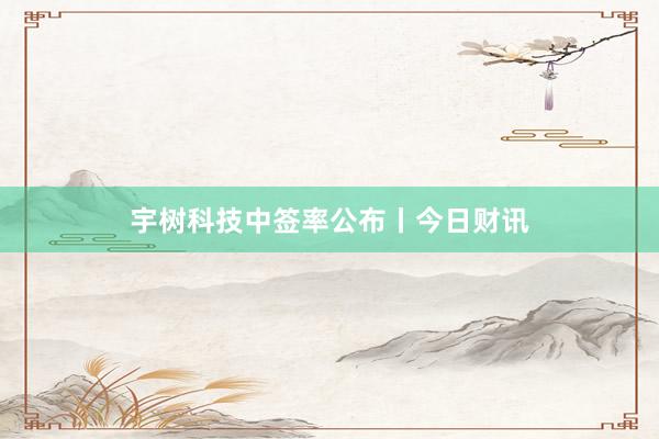 宇树科技中签率公布丨今日财讯