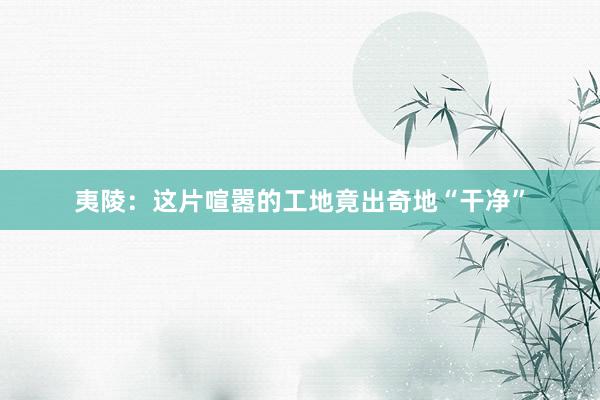 夷陵：这片喧嚣的工地竟出奇地“干净”