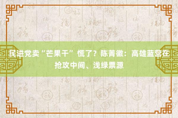 民进党卖“芒果干” 慌了？陈菁徽：高雄蓝营在抢攻中间、浅绿票源