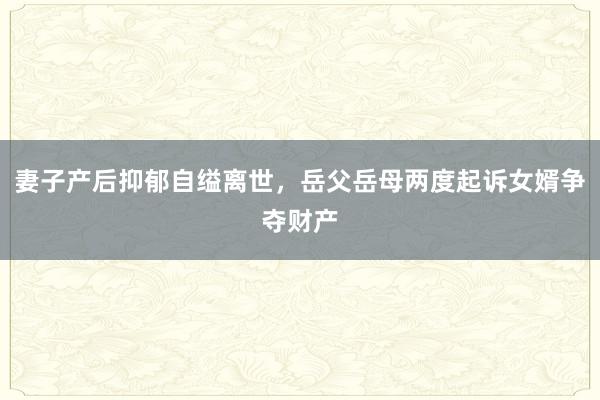 妻子产后抑郁自缢离世，岳父岳母两度起诉女婿争夺财产