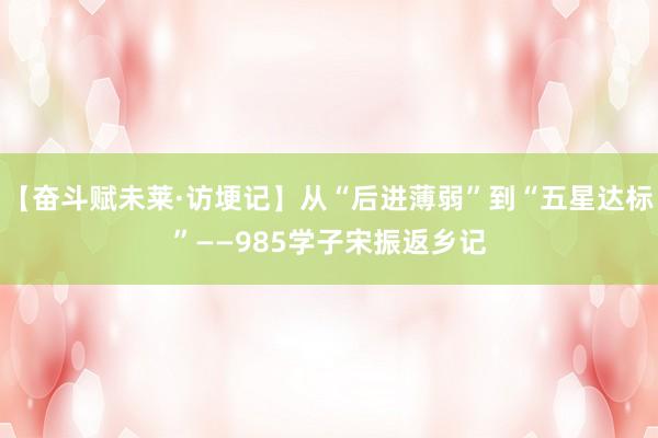 【奋斗赋未莱·访埂记】从“后进薄弱”到“五星达标”——985学子宋振返乡记