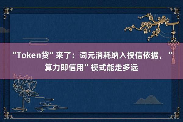 “Token贷”来了：词元消耗纳入授信依据，“算力即信用”模式能走多远