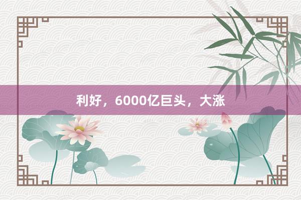 利好，6000亿巨头，大涨