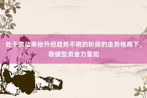 处于波动率抬升但趋势不明的阶段的走势格局下，稳健型资金力量如