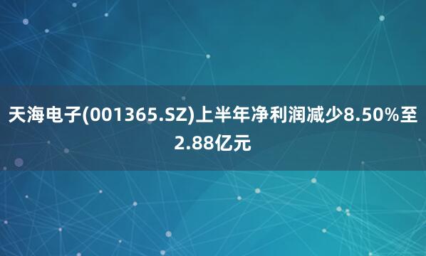 天海电子(001365.SZ)上半年净利润减少8.50%至2.88亿元