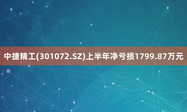 中捷精工(301072.SZ)上半年净亏损1799.87万元