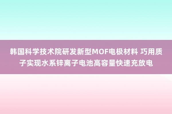 韩国科学技术院研发新型MOF电极材料 巧用质子实现水系锌离子电池高容量快速充放电