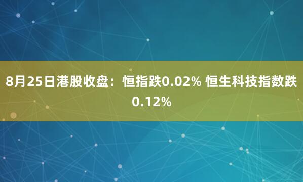 8月25日港股收盘：恒指跌0.02% 恒生科技指数跌0.12%