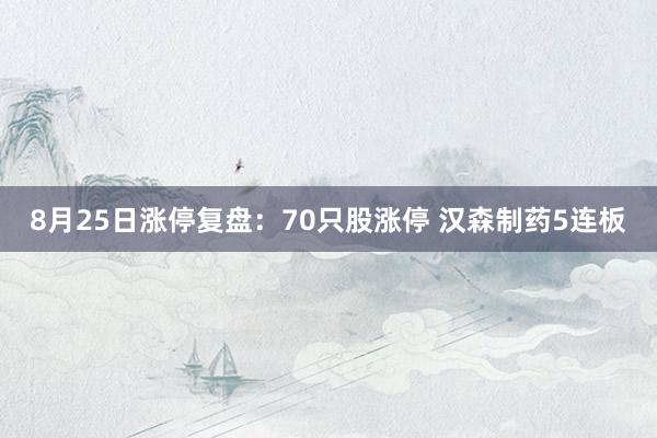 8月25日涨停复盘：70只股涨停 汉森制药5连板