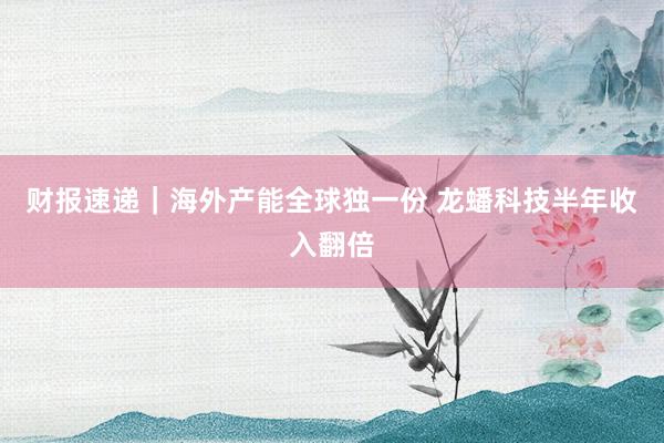 财报速递｜海外产能全球独一份 龙蟠科技半年收入翻倍