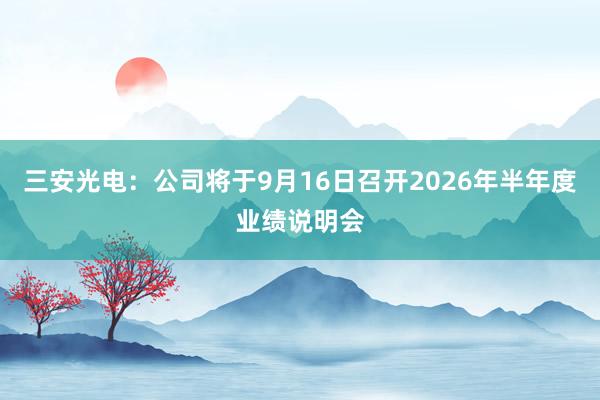 三安光电：公司将于9月16日召开2026年半年度业绩说明会