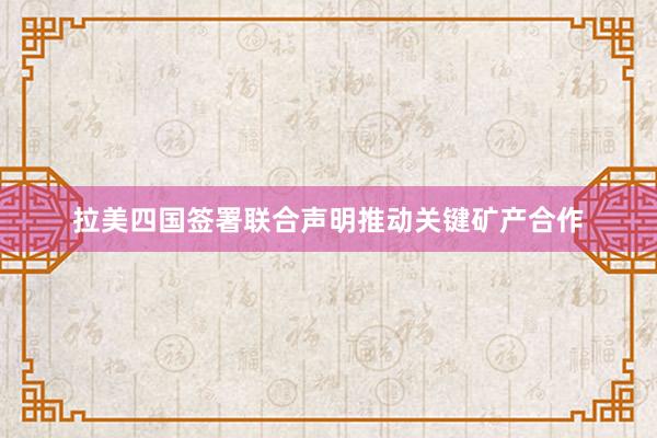 拉美四国签署联合声明推动关键矿产合作