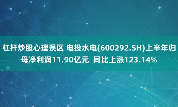 杠杆炒股心理误区 电投水电(600292.SH)上半年归母净利润11.90亿元  同比上涨123.14%