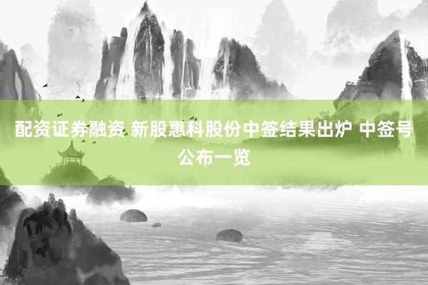 配资证券融资 新股惠科股份中签结果出炉 中签号公布一览