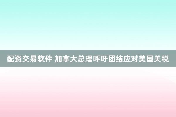 配资交易软件 加拿大总理呼吁团结应对美国关税