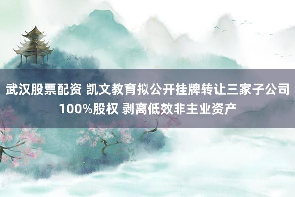 武汉股票配资 凯文教育拟公开挂牌转让三家子公司100%股权 剥离低效非主业资产