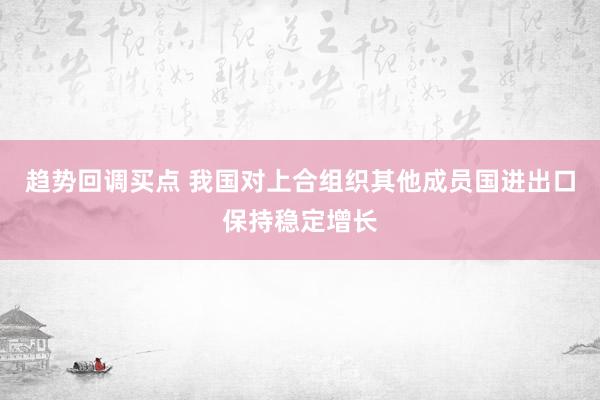 趋势回调买点 我国对上合组织其他成员国进出口保持稳定增长