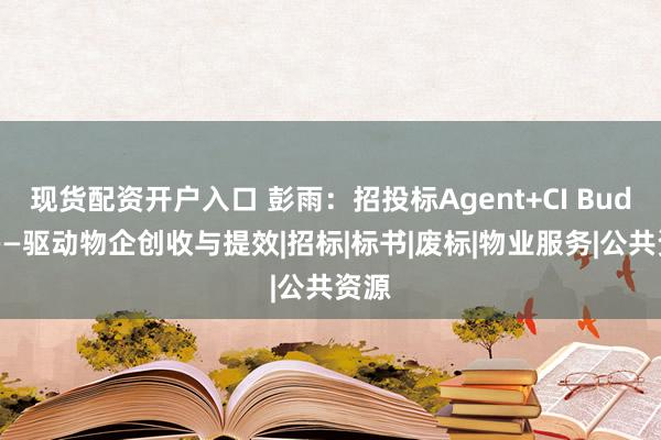 现货配资开户入口 彭雨：招投标Agent+CI Buddy——驱动物企创收与提效|招标|标书|废标|物业服务|公共资源