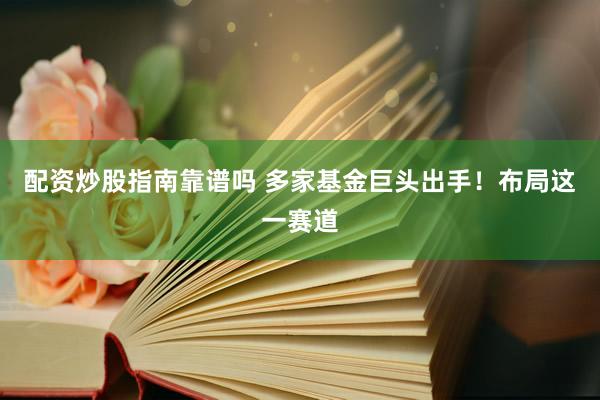 配资炒股指南靠谱吗 多家基金巨头出手！布局这一赛道