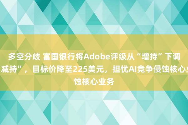 多空分歧 富国银行将Adobe评级从“增持”下调至“减持”，目标价降至225美元，担忧AI竞争侵蚀核心业务