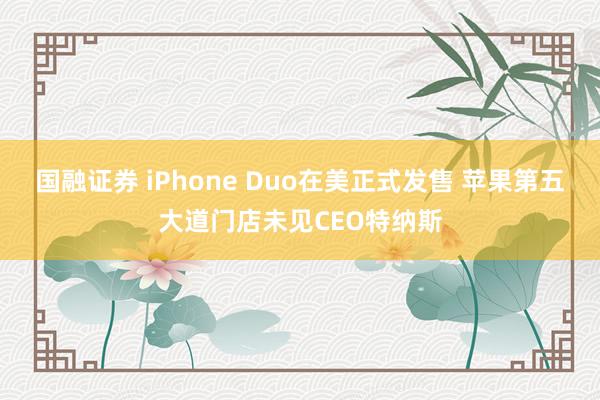 国融证券 iPhone Duo在美正式发售 苹果第五大道门店未见CEO特纳斯