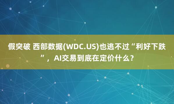假突破 西部数据(WDC.US)也逃不过“利好下跌”，AI交易到底在定价什么？